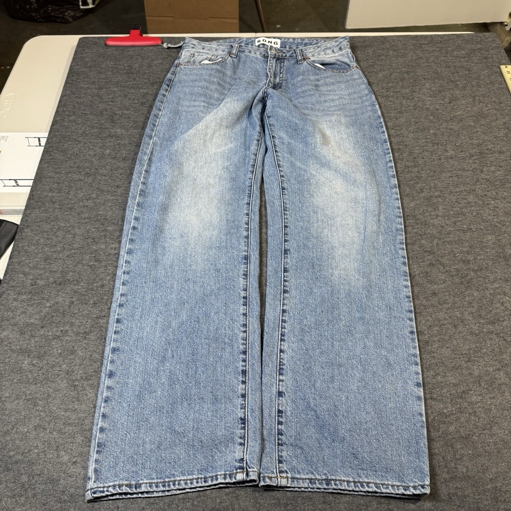 VTG Y2K S.O.N.G Lightwash Wide Leg Denim Jeans Womens 29 Boho Western Indie
